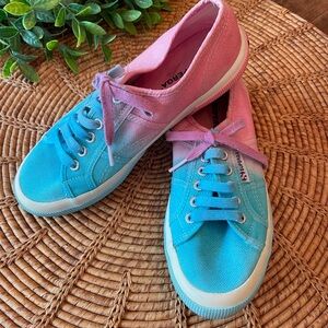 Superga Two-Tone Canvas Sneakers Pink & Light Blue